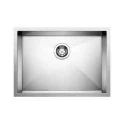 Blanco Quatrus 25" Undermount Stainless Steel ADA Kitchen Sink, Satin Polish, 18 Gauge, No Faucet Hole, 443047