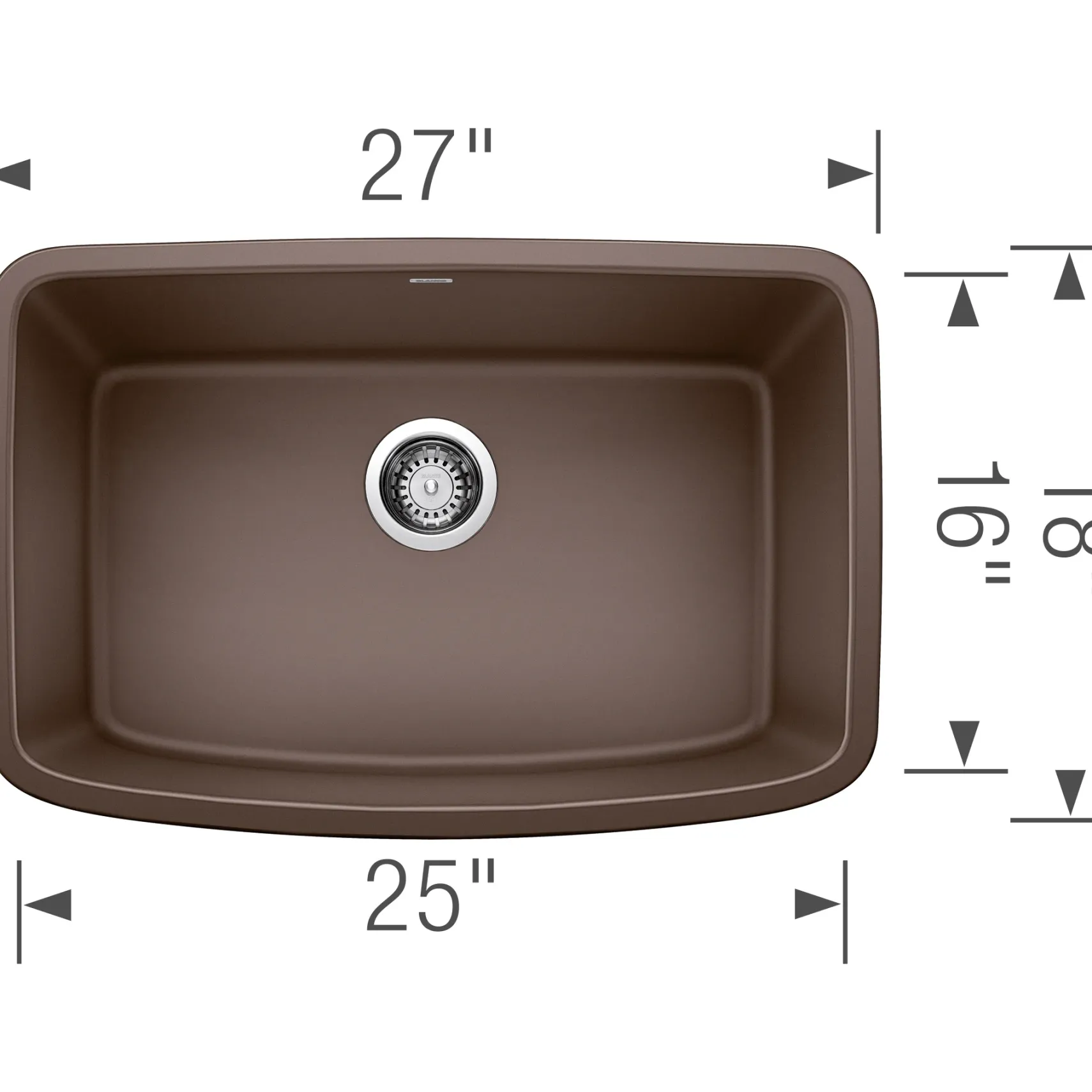 Blanco Valea 27" Undermount Granite Composite Kitchen Sink, Silgranit, Cafe, 442555
