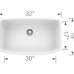 Blanco Valea 32" Undermount Granite Composite Kitchen Sink, Silgranit, White, 441773