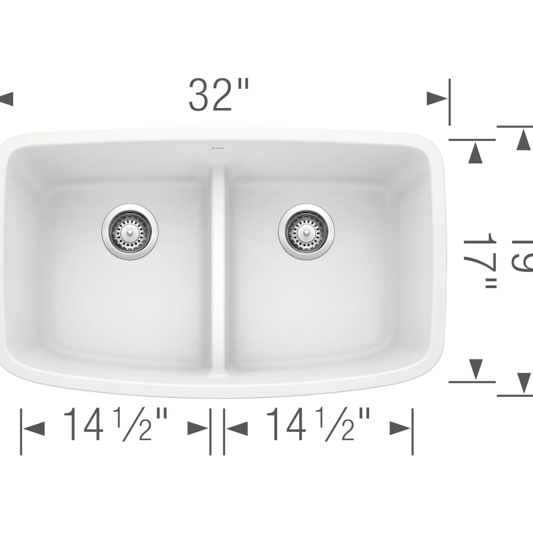 Blanco Valea 32" Undermount Granite Composite Kitchen Sink, Silgranit, 50/50 Double Bowl, White, 442199