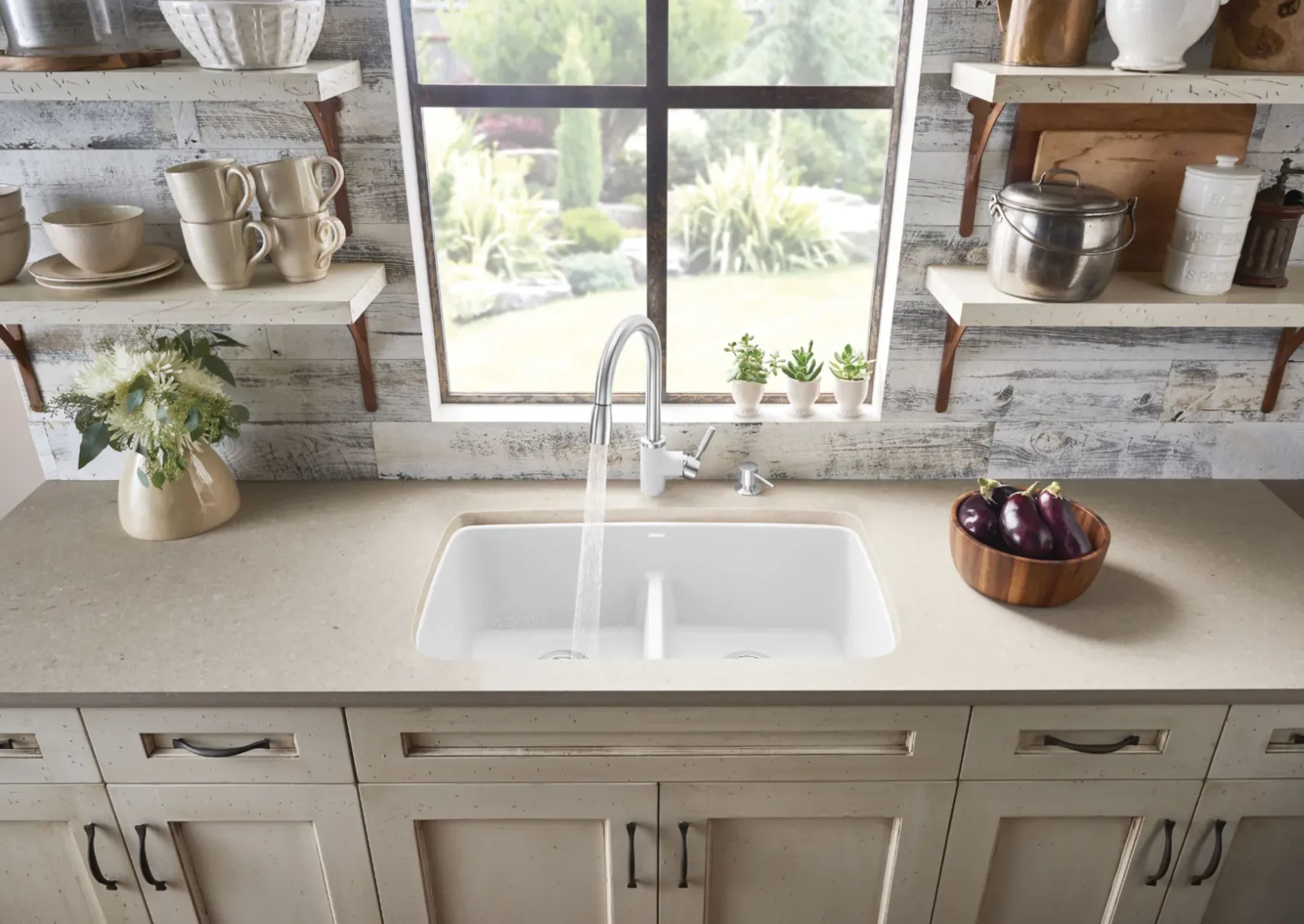 Blanco Valea 32" Undermount Granite Composite Kitchen Sink, Silgranit, 50/50 Double Bowl, White, 442199