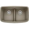 Blanco Valea 32" Undermount Granite Composite Kitchen Sink, Silgranit, 50/50 Double Bowl, Truffle, 442197