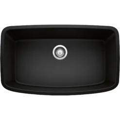 Blanco Valea 32" Undermount Granite Composite Kitchen Sink, Silgranit, Coal Black, 442942