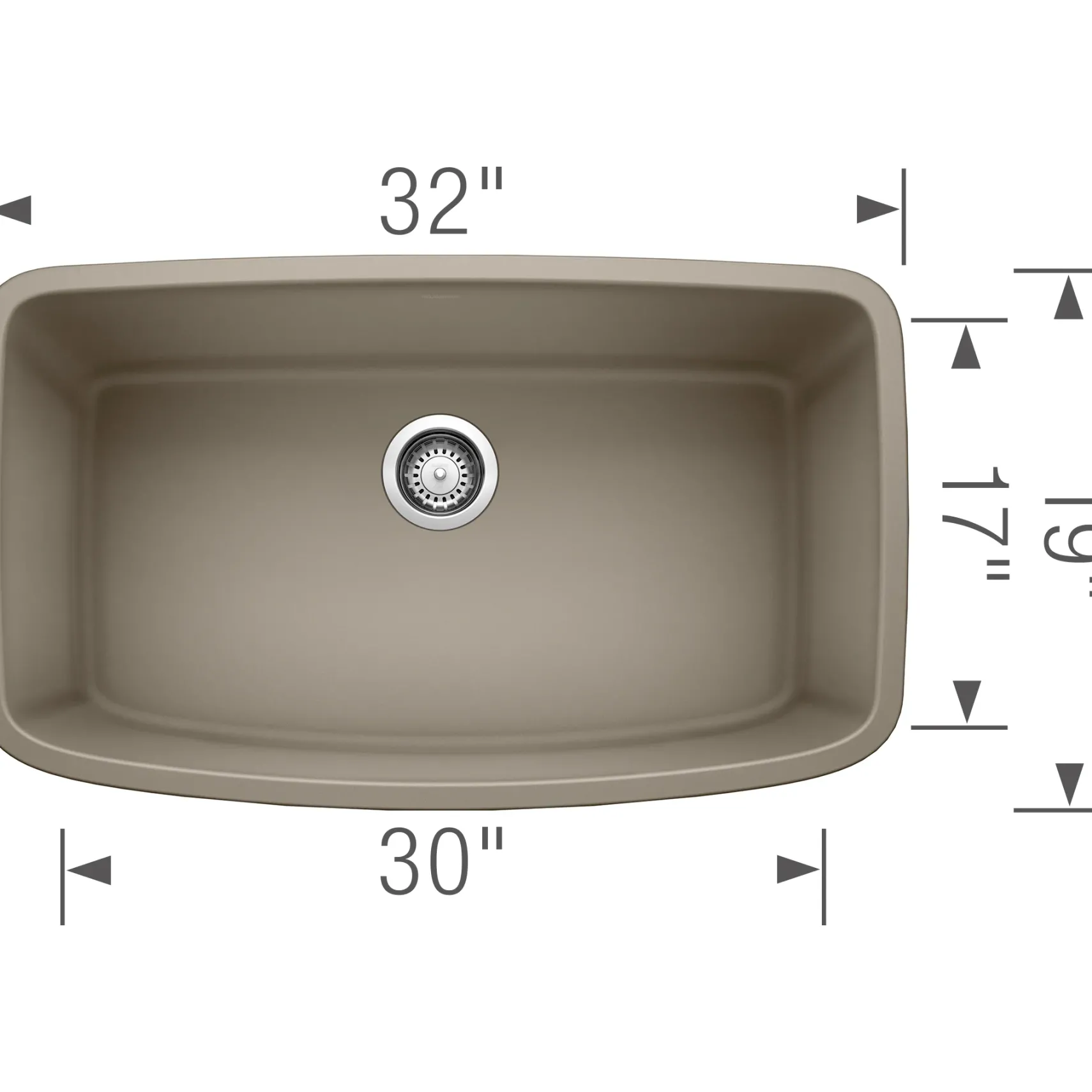 Blanco Valea 32" Undermount Granite Composite Kitchen Sink, Silgranit, Truffle, 441772