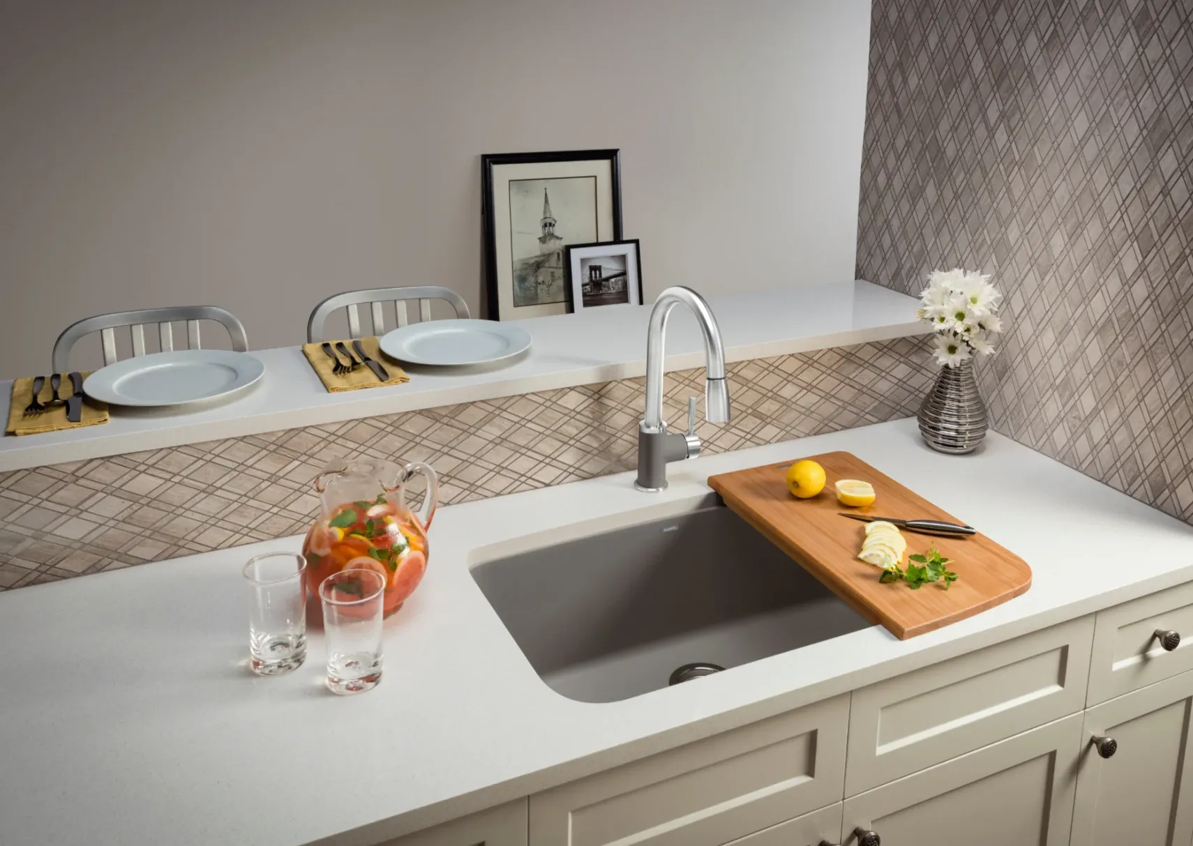 Blanco Valea 32" Undermount Granite Composite Kitchen Sink, Silgranit, Truffle, 441772