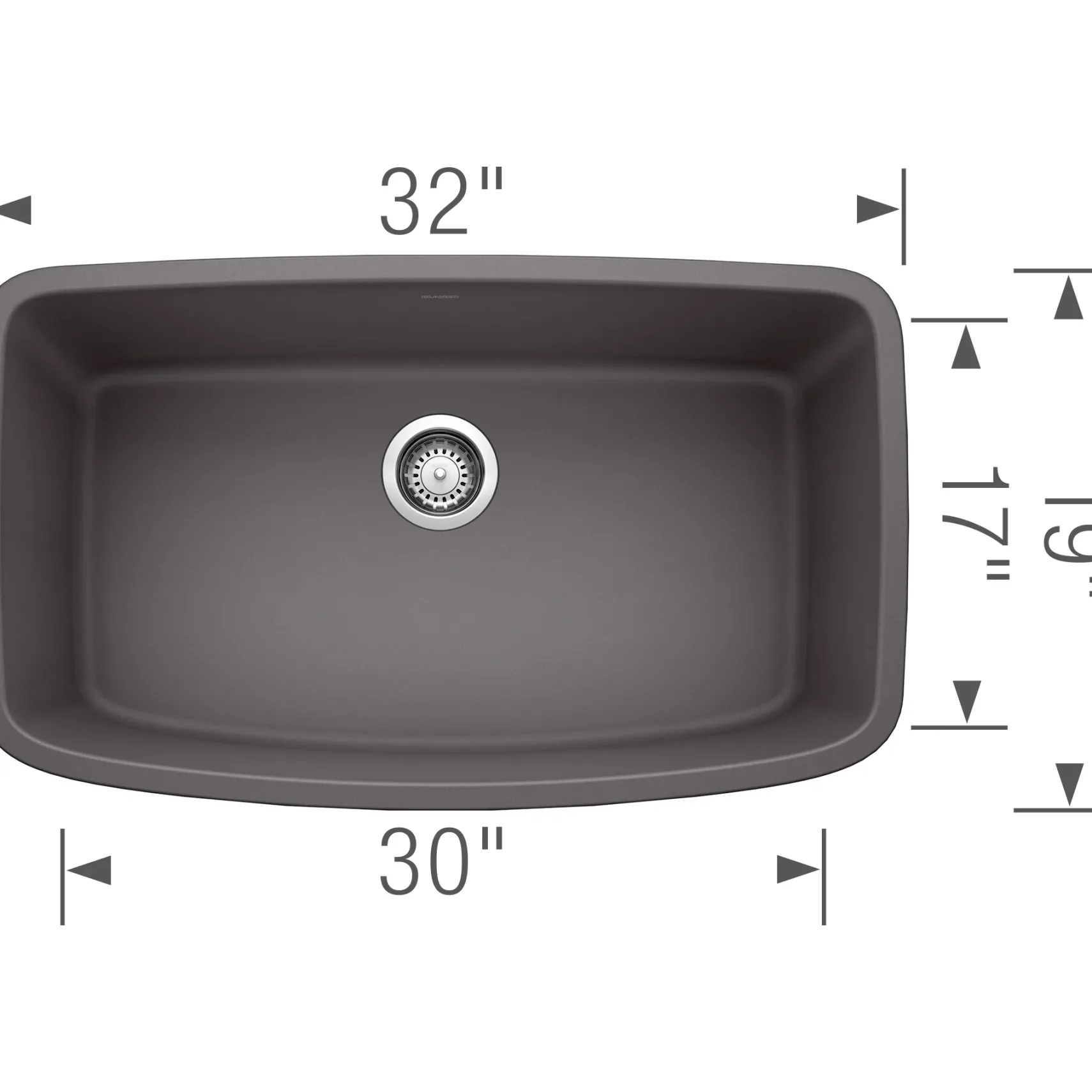 Blanco Valea 32" Undermount Granite Composite Kitchen Sink, Silgranit, Cinder, 441611