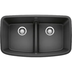Blanco Valea 32" Undermount Granite Composite Kitchen Sink, Silgranit, 50/50 Double Bowl, Anthracite, 442200