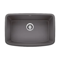 Blanco Valea 27" Undermount Granite Composite Kitchen Sink, Silgranit, Cinder, 442548