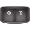 Blanco Valea 32" Undermount Granite Composite Kitchen Sink, Silgranit, 50/50 Double Bowl, Cinder, 442196