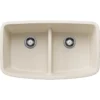 Blanco Valea 32" Undermount Silgranit Kitchen Sink, 50/50 Double Bowl, Soft White, No Faucet Hole, 443089