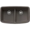 Blanco Valea 32" Undermount Silgranit Kitchen Sink, 50/50 Double Bowl, Volcano Gray, No Faucet Hole, 443126