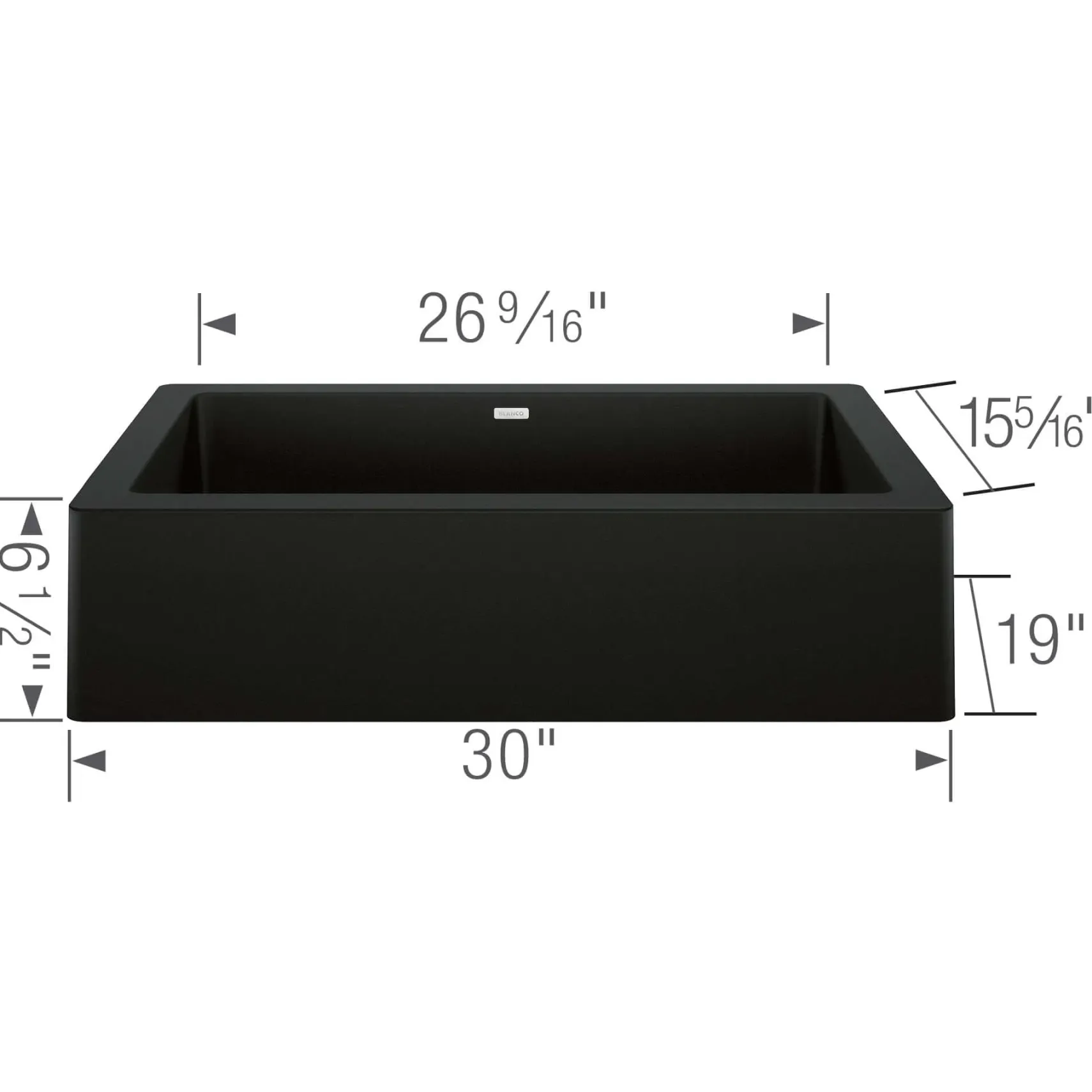 Blanco Vintera 30" Granite Composite Workstation Farmhouse Sink, Silgranit, Coal Black, 526545