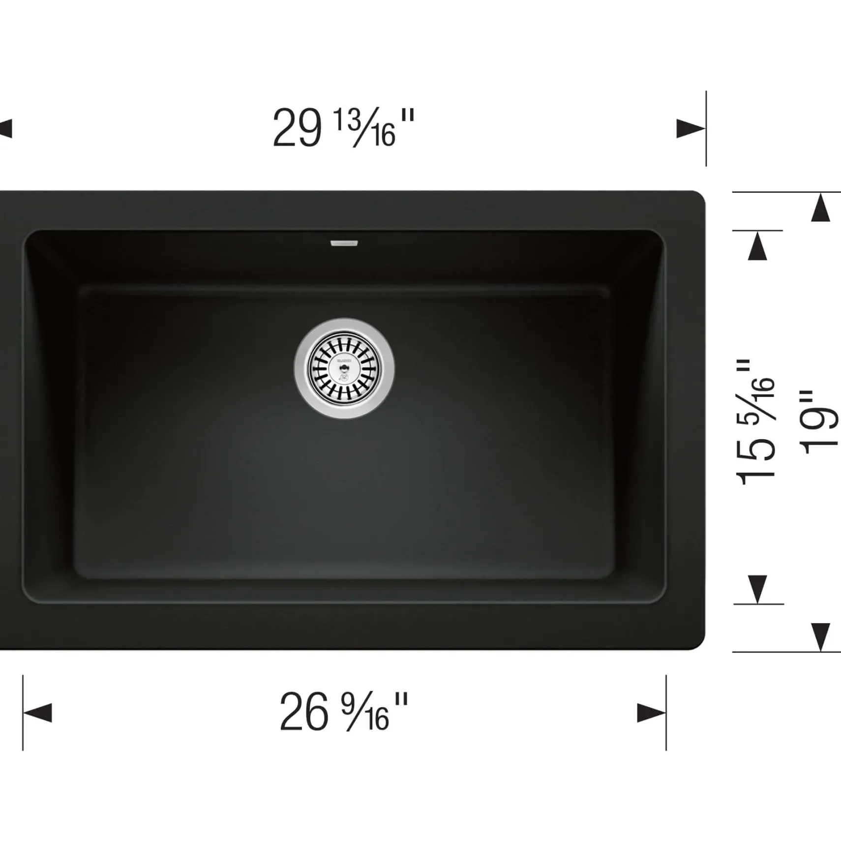 Blanco Vintera 30" Granite Composite Workstation Farmhouse Sink, Silgranit, Coal Black, 526545