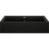 Blanco Vintera 33" Granite Composite Workstation Farmhouse Sink, Silgranit, 50/50 Double Bowl, Coal Black, 526554
