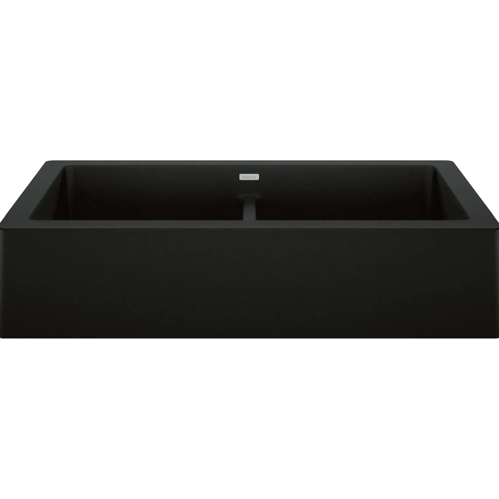 Blanco Vintera 33" Granite Composite Workstation Farmhouse Sink, Silgranit, 50/50 Double Bowl, Coal Black, 526554