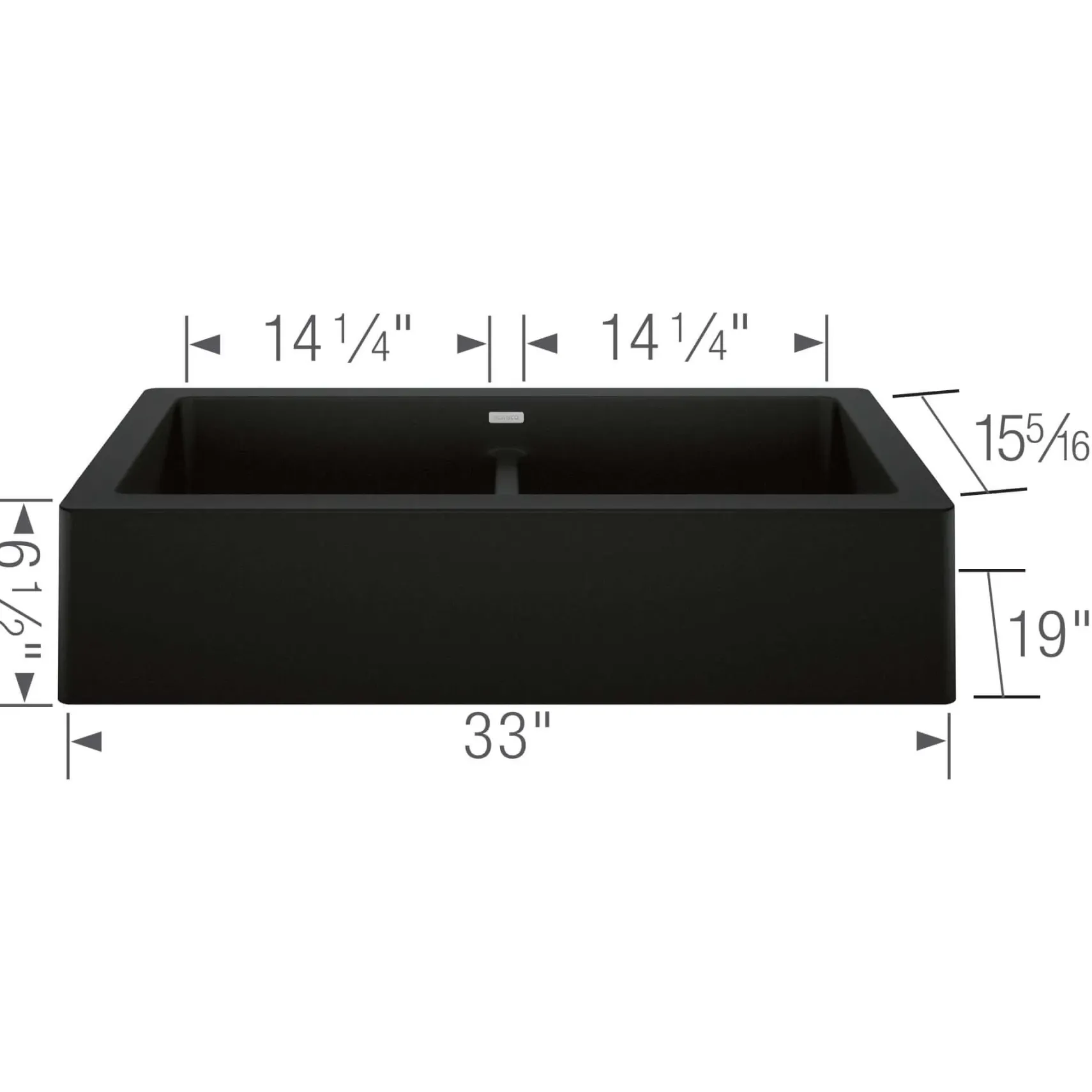 Blanco Vintera 33" Granite Composite Workstation Farmhouse Sink, Silgranit, 50/50 Double Bowl, Coal Black, 526554