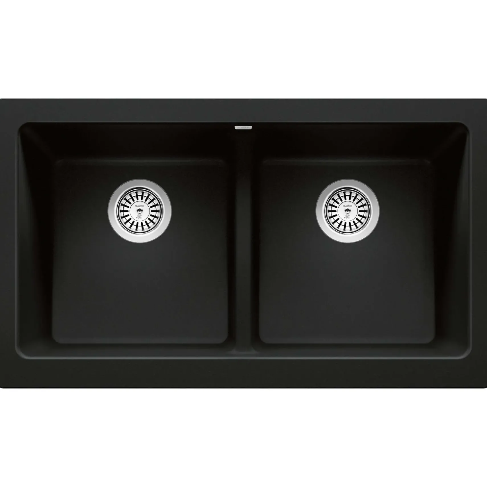 Blanco Vintera 33" Granite Composite Workstation Farmhouse Sink, Silgranit, 50/50 Double Bowl, Coal Black, 526554