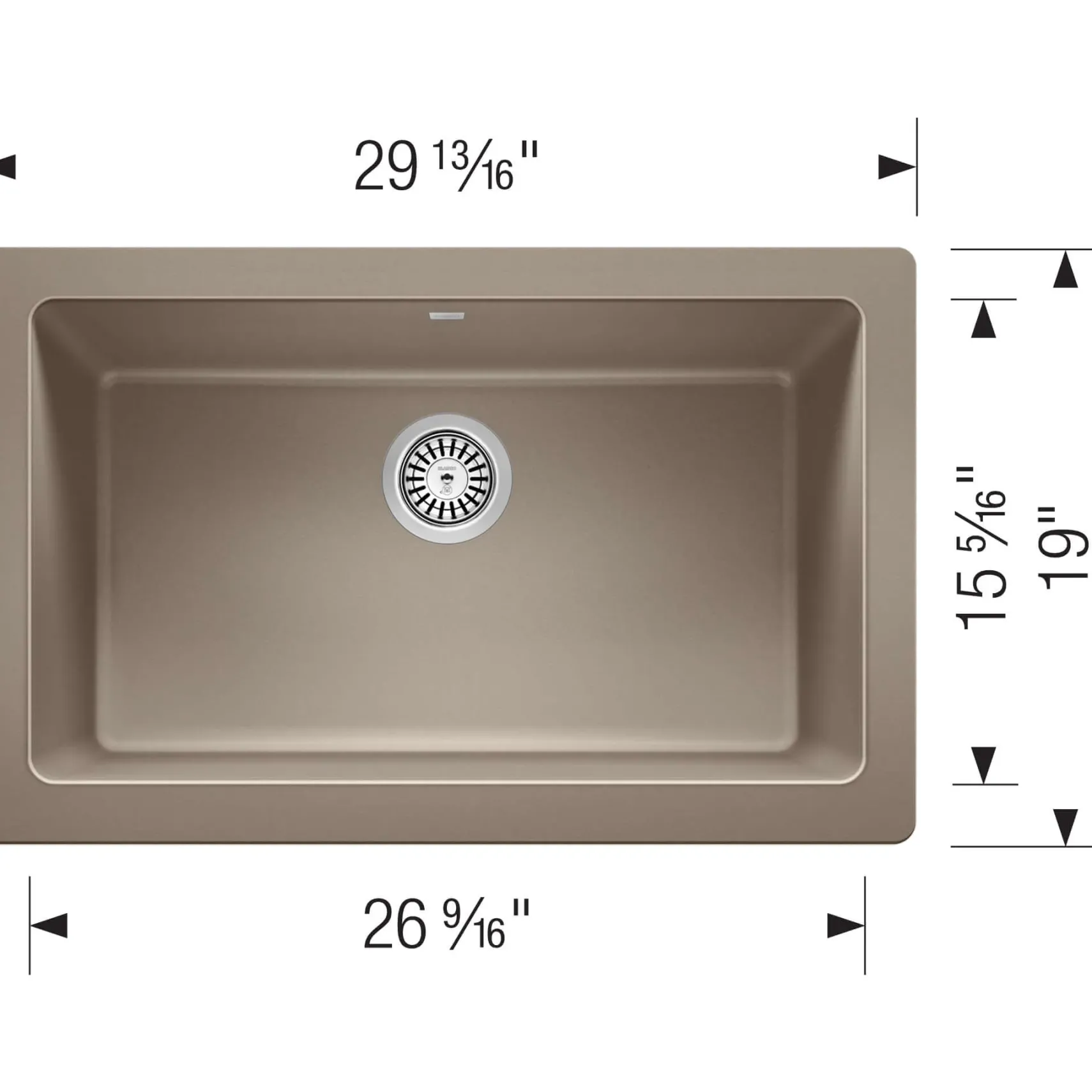 Blanco Vintera 30" Granite Composite Workstation Farmhouse Sink, Silgranit, Truffle, 526544