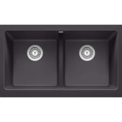 Blanco Vintera 33" Granite Composite Workstation Farmhouse Sink, Silgranit, 50/50 Double Bowl, Anthracite, 526547