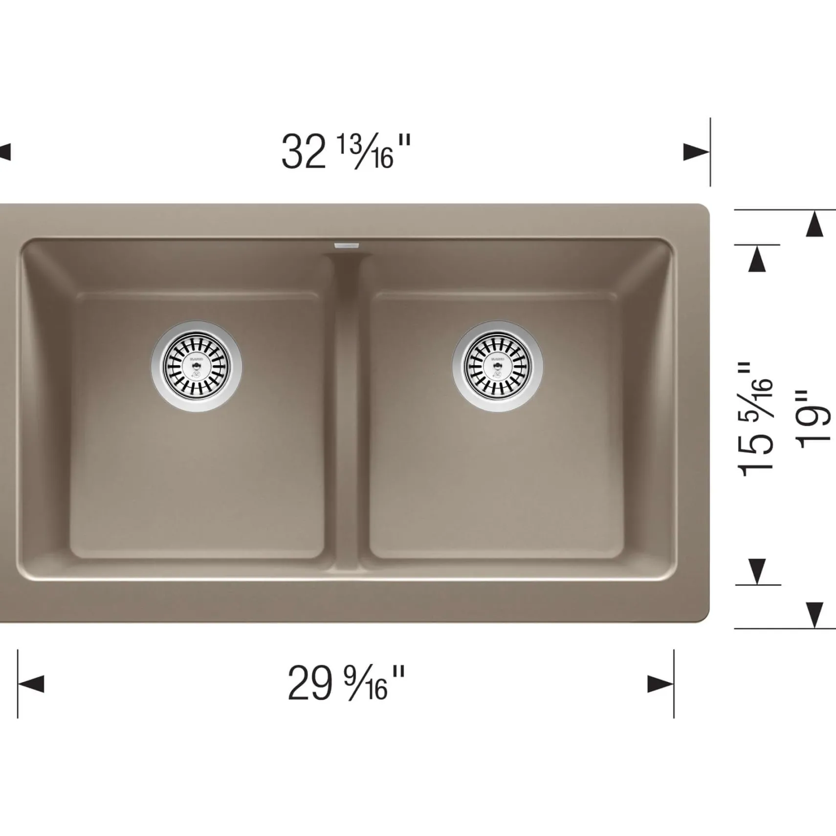 Blanco Vintera 33" Granite Composite Workstation Farmhouse Sink, Silgranit, 50/50 Double Bowl, Truffle, 526553