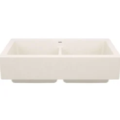 Blanco Vintera 33" Silgranit Farmhouse Sink, 50/50 Double Bowl, Soft White, No Faucet Hole, 527409