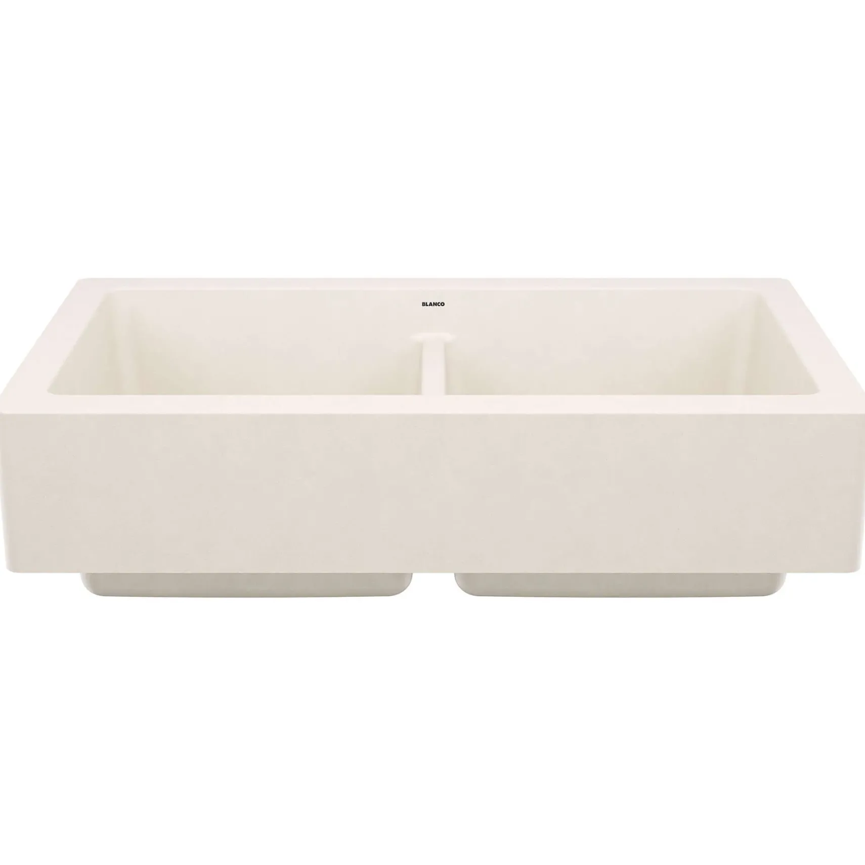Blanco Vintera 33" Silgranit Farmhouse Sink, 50/50 Double Bowl, Soft White, No Faucet Hole, 527409