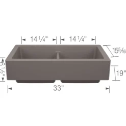 Blanco Vintera 33" Silgranit Farmhouse Sink, 50/50 Double Bowl, Volcano Gray, No Faucet Hole, 527418