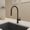 BOCCHI Baveno Duo 1.75 GPM 90 Degree Forward Brass Kitchen Faucet, Matte Black, 2028 0001 MB