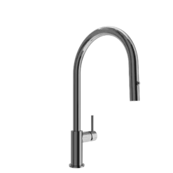 BOCCHI Baveno Duo 1.75 GPM 90 Degree Forward Brass Kitchen Faucet, Gun Metal, 2028 0001 GM