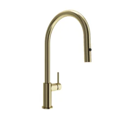 BOCCHI Baveno Duo 1.75 GPM 90 Degree Forward Brass Kitchen Faucet, Brushed Gold, 2028 0001 BG