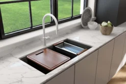 BOCCHI Baveno Lux 33" Dual Mount Granite Workstation Kitchen Sink Kit with Accessories, Matte Black, 1616-504-0126HP