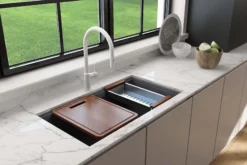 BOCCHI Baveno Lux 33" Dual Mount Granite Workstation Kitchen Sink Kit with Accessories, Concrete Gray, 1616-506-0126HP