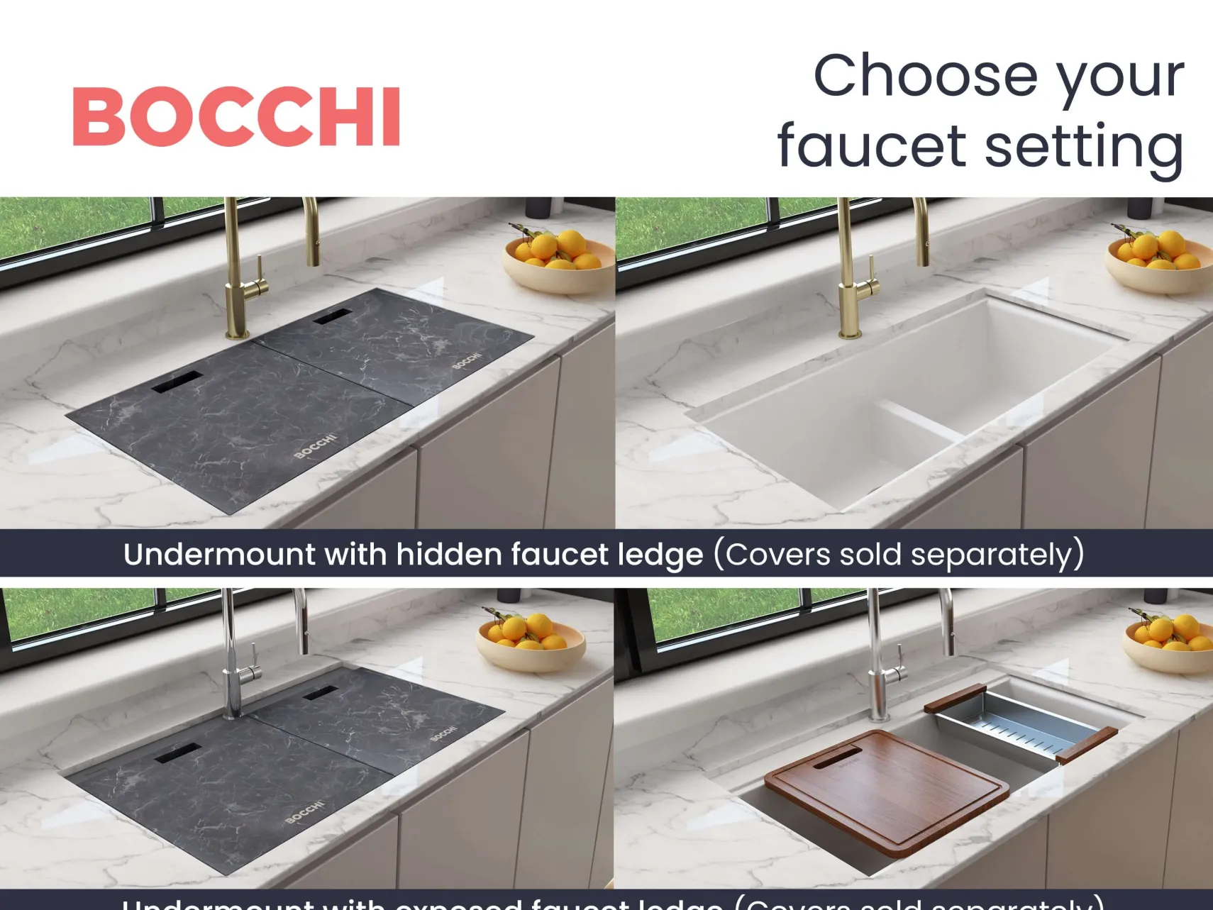 BOCCHI Baveno Lux 34" Undermount Granite Workstation Kitchen Sink Kit with Accessories, 50/50 Double Bowl, Milk White, 1618-507-0126