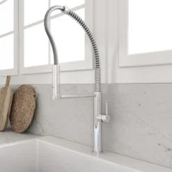 BOCCHI Baveno Pro 1.75 GPM 90 Degree Forward Brass Kitchen Faucet, Professional, Goose Neck, Chrome, 2027 0001 CH