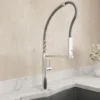 BOCCHI Baveno Pro 1.75 GPM 90 Degree Forward Brass Kitchen Faucet, Professional, Goose Neck, Stainless Steel, 2027 0001 SS