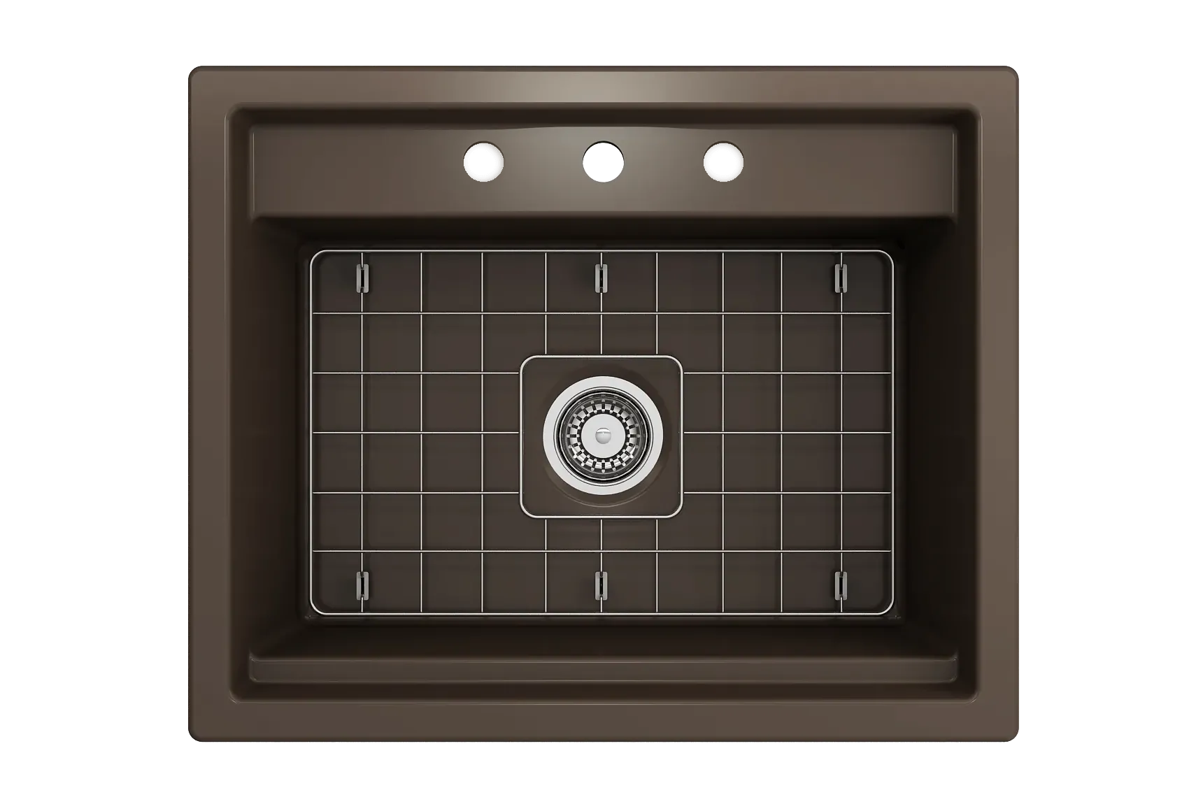 BOCCHI Baveno Uno 27" Dual Mount Fireclay Workstation Kitchen Sink Kit with Accessories, Matte Brown, 1633-025-0127