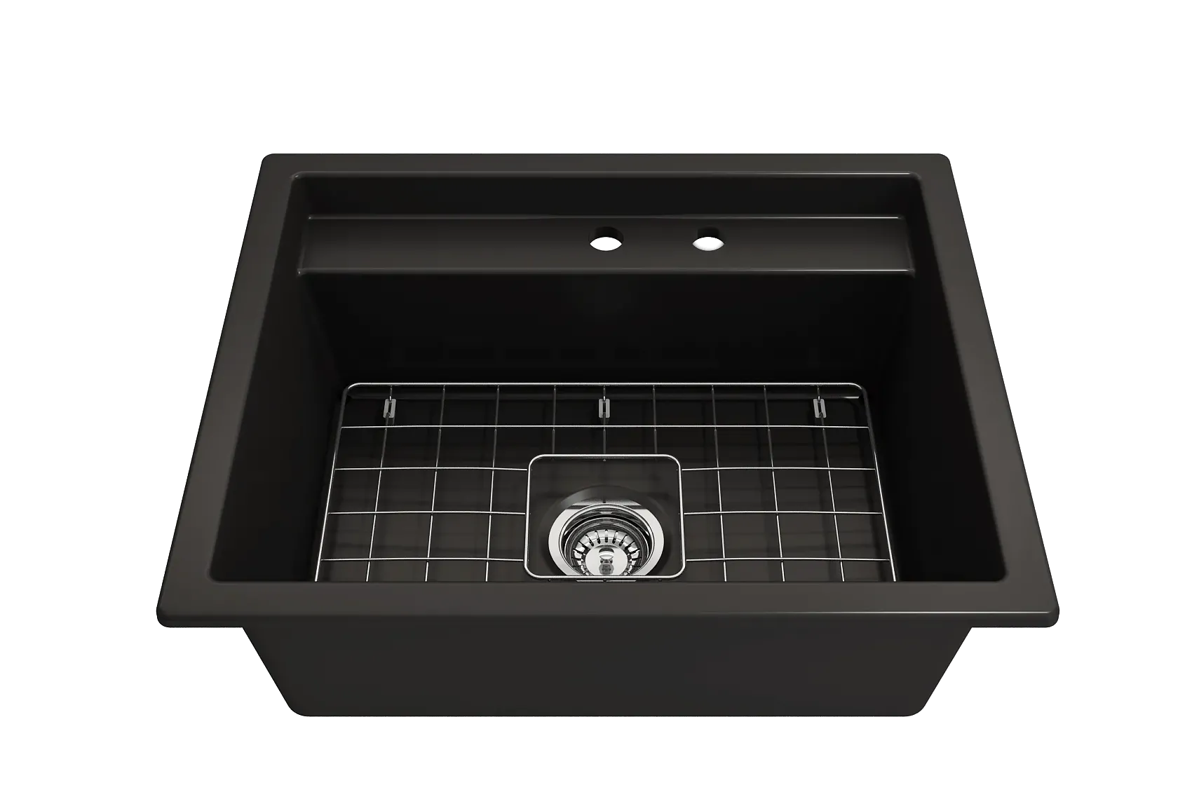 BOCCHI Baveno Uno 27" Dual Mount Fireclay Workstation Kitchen Sink Kit with Accessories, Matte Black, 1633-004-0132