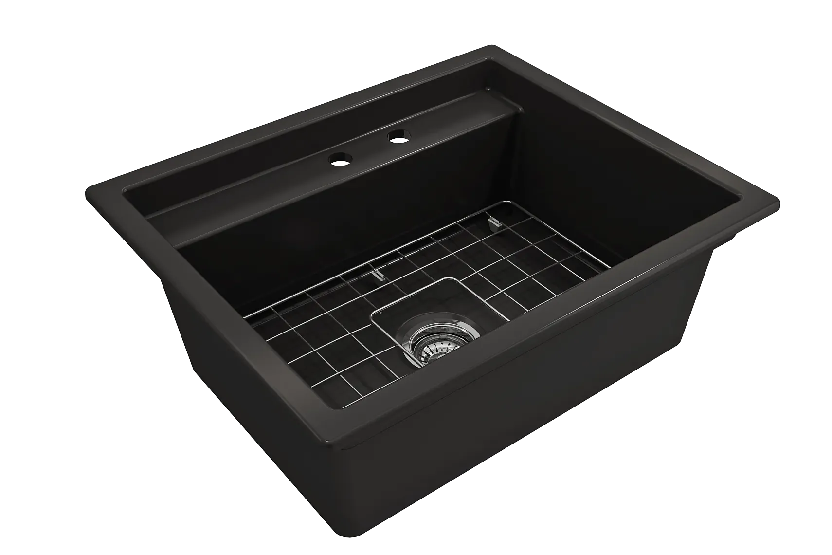 BOCCHI Baveno Uno 27" Dual Mount Fireclay Workstation Kitchen Sink Kit with Accessories, Matte Black, 1633-004-0132