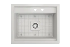 BOCCHI Baveno Uno 27" Dual Mount Fireclay Workstation Kitchen Sink Kit with Accessories, Matte White, 1633-002-0132