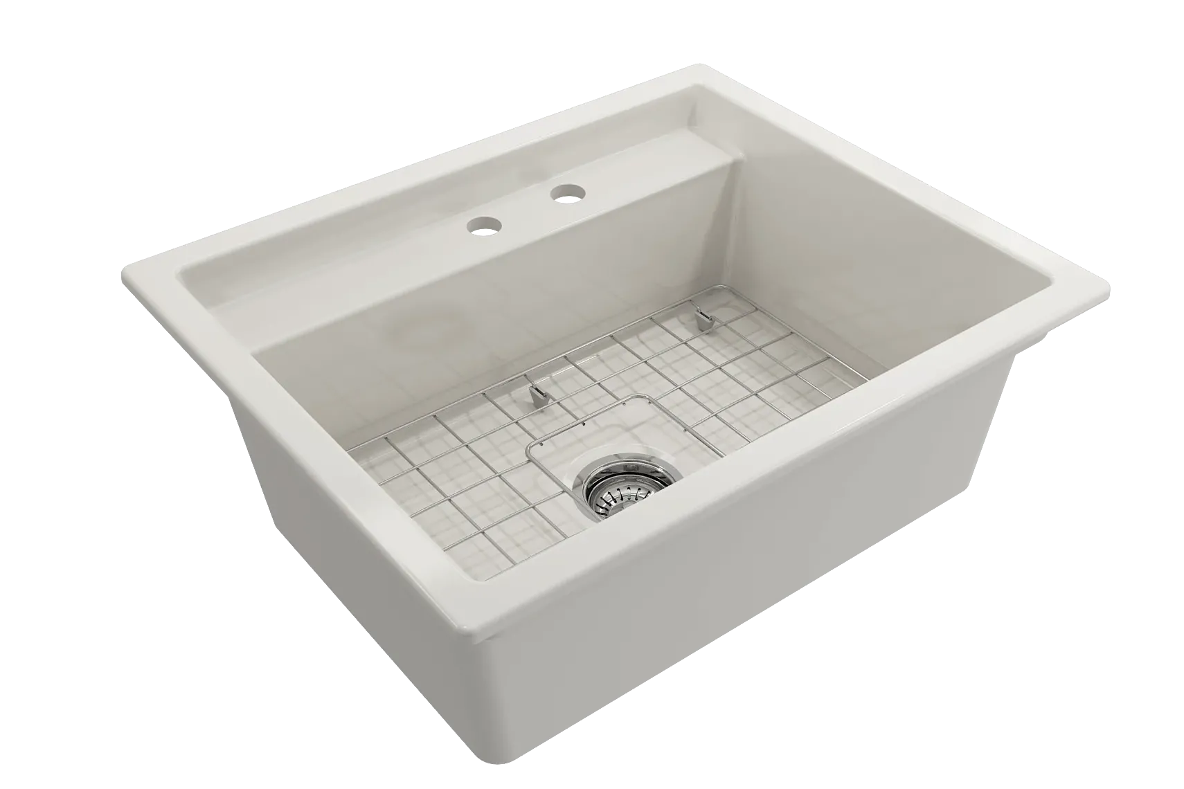 BOCCHI Baveno Uno 27" Dual Mount Fireclay Workstation Kitchen Sink Kit with Accessories, Biscuit, 1633-014-0132