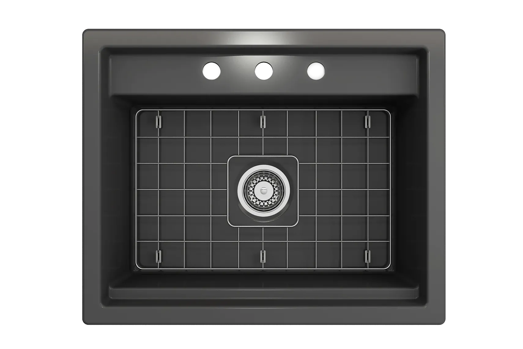 BOCCHI Baveno Uno 27" Dual Mount Fireclay Workstation Kitchen Sink Kit with Accessories, Matte Dark Gray, 1633-020-0127