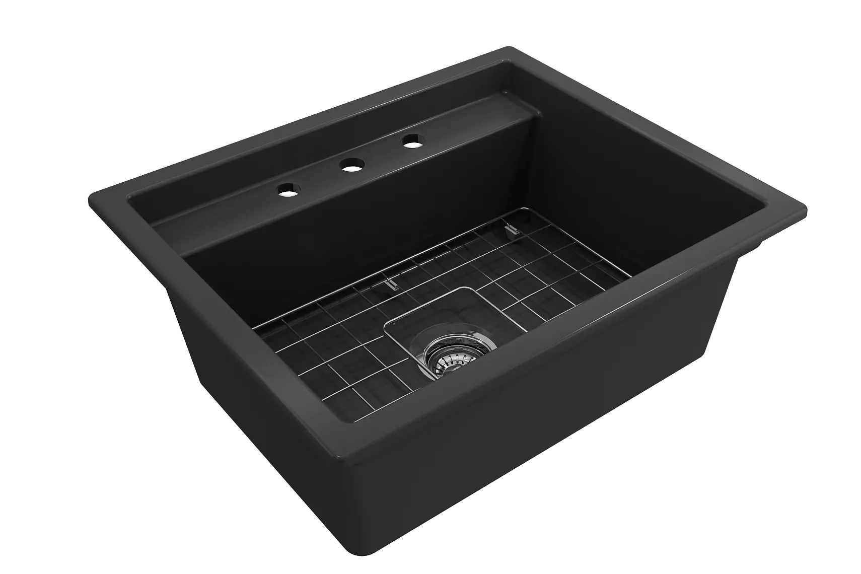 BOCCHI Baveno Uno 27" Dual Mount Fireclay Workstation Kitchen Sink Kit with Accessories, Matte Dark Gray, 1633-020-0127