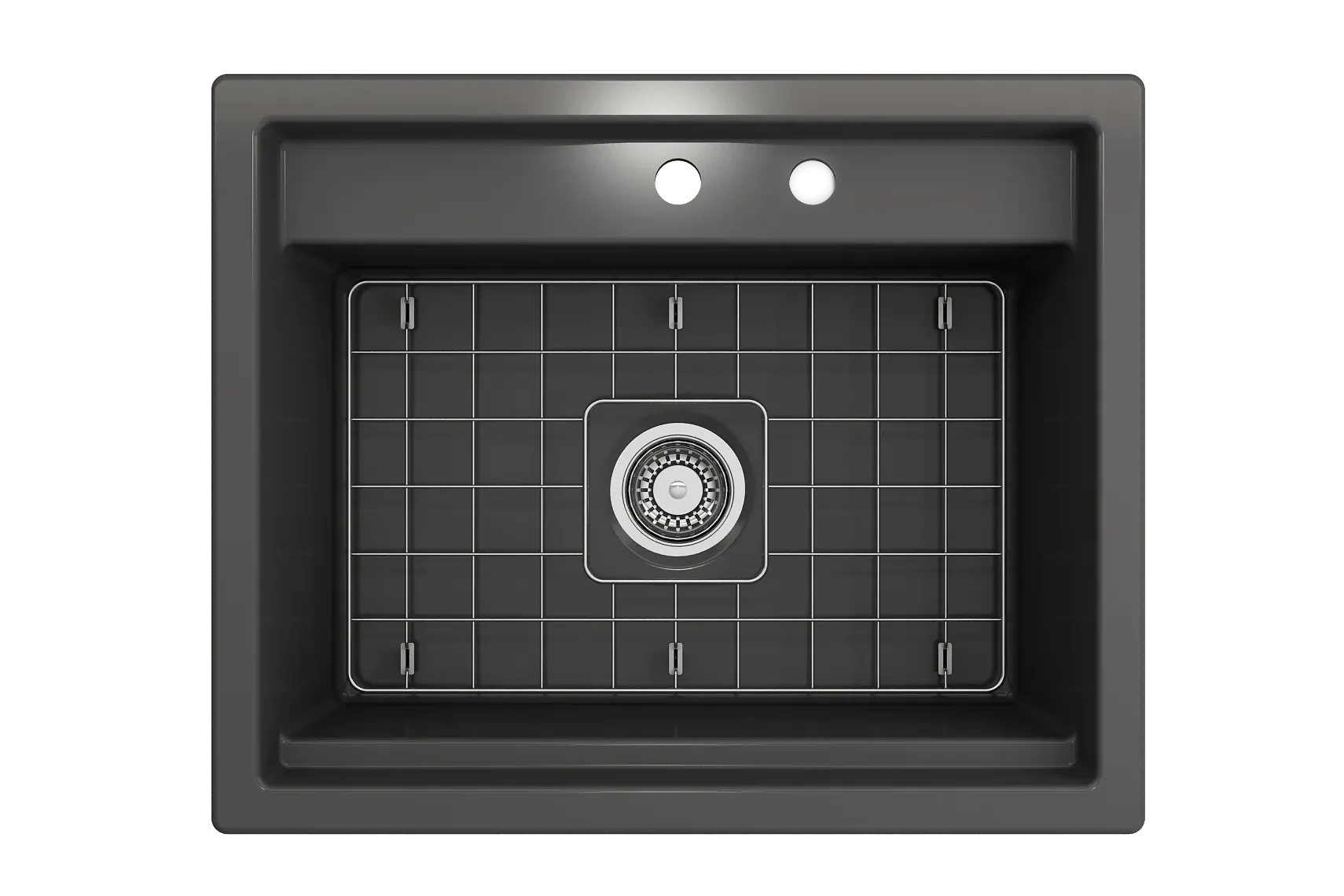 BOCCHI Baveno Uno 27" Dual Mount Fireclay Workstation Kitchen Sink Kit with Accessories, Matte Dark Gray, 1633-020-0132