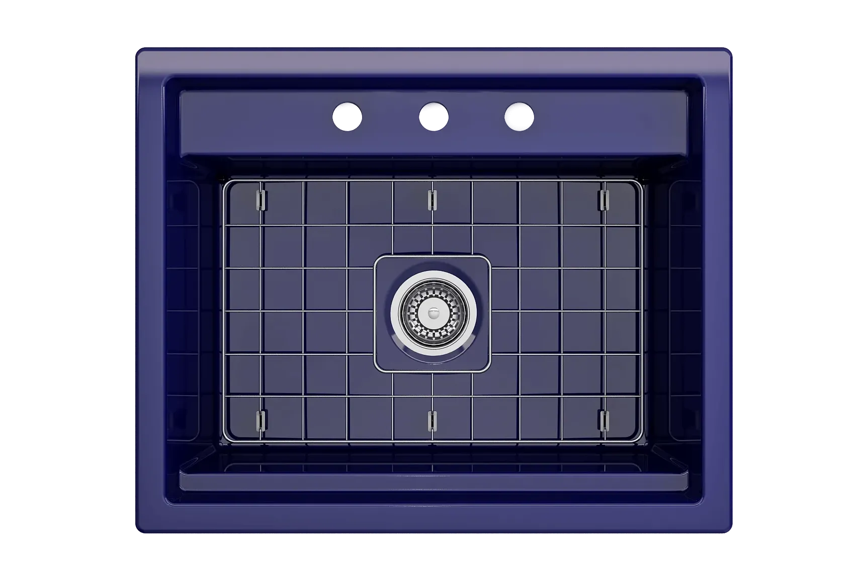 BOCCHI Baveno Uno 27" Dual Mount Fireclay Workstation Kitchen Sink Kit with Accessories, Sapphire Blue, 1633-010-0127