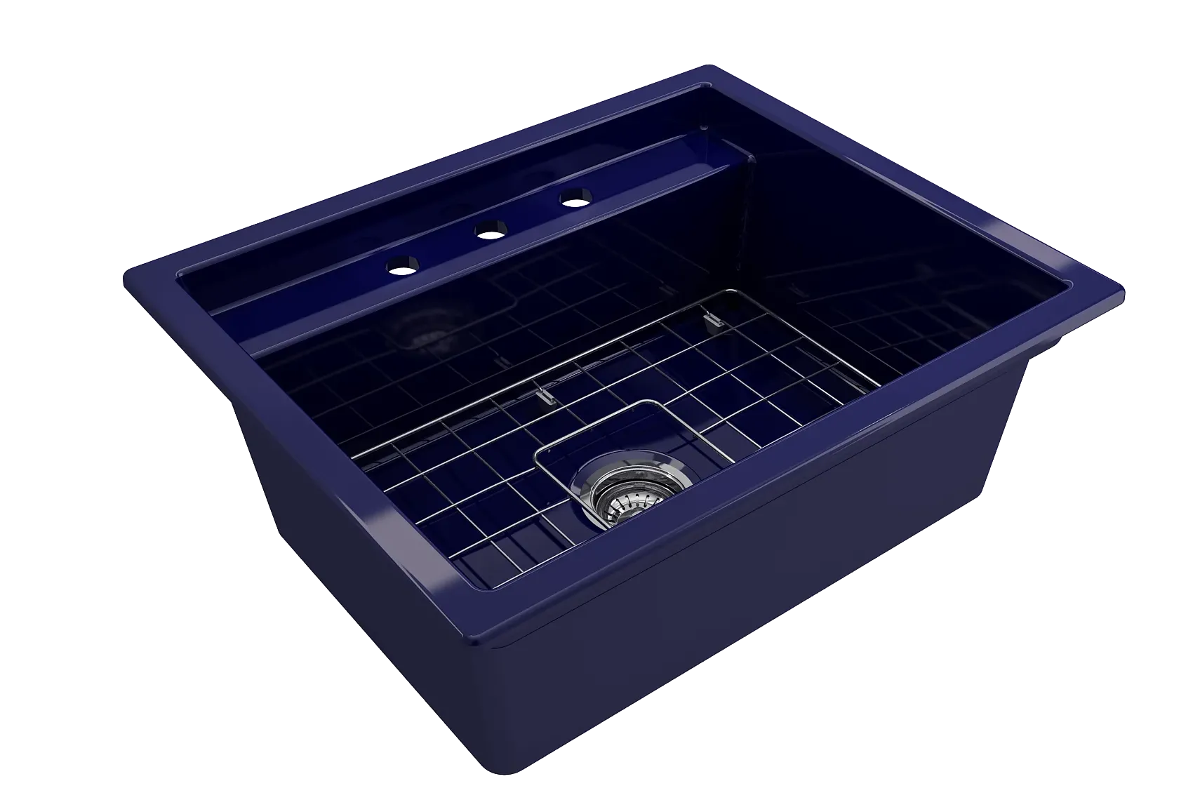 BOCCHI Baveno Uno 27" Dual Mount Fireclay Workstation Kitchen Sink Kit with Accessories, Sapphire Blue, 1633-010-0127