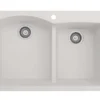 BOCCHI Campino Duo 33" Dual Mount Granite Kitchen Sink Kit with Accessories, 60/40 Double Bowl, Milk White, 1602-507-0126