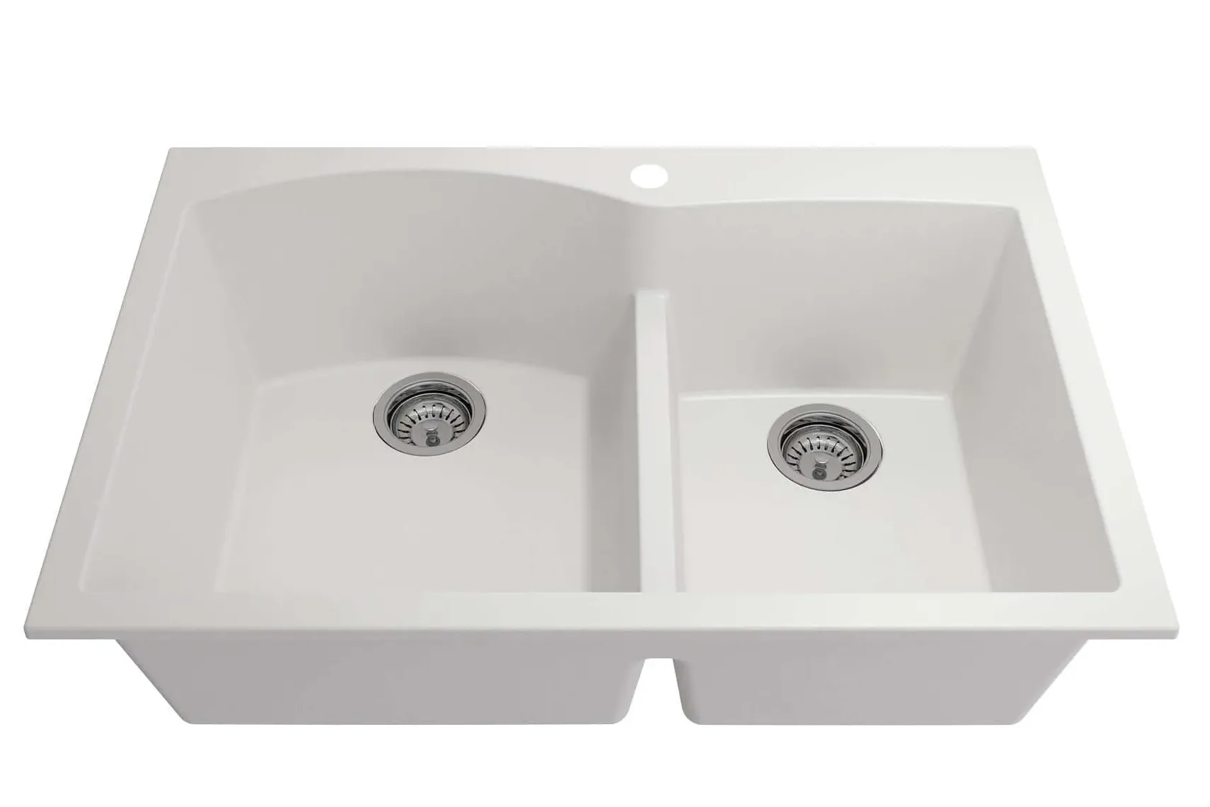 BOCCHI Campino Duo 33" Dual Mount Granite Kitchen Sink Kit with Accessories, 60/40 Double Bowl, Milk White, 1602-507-0126
