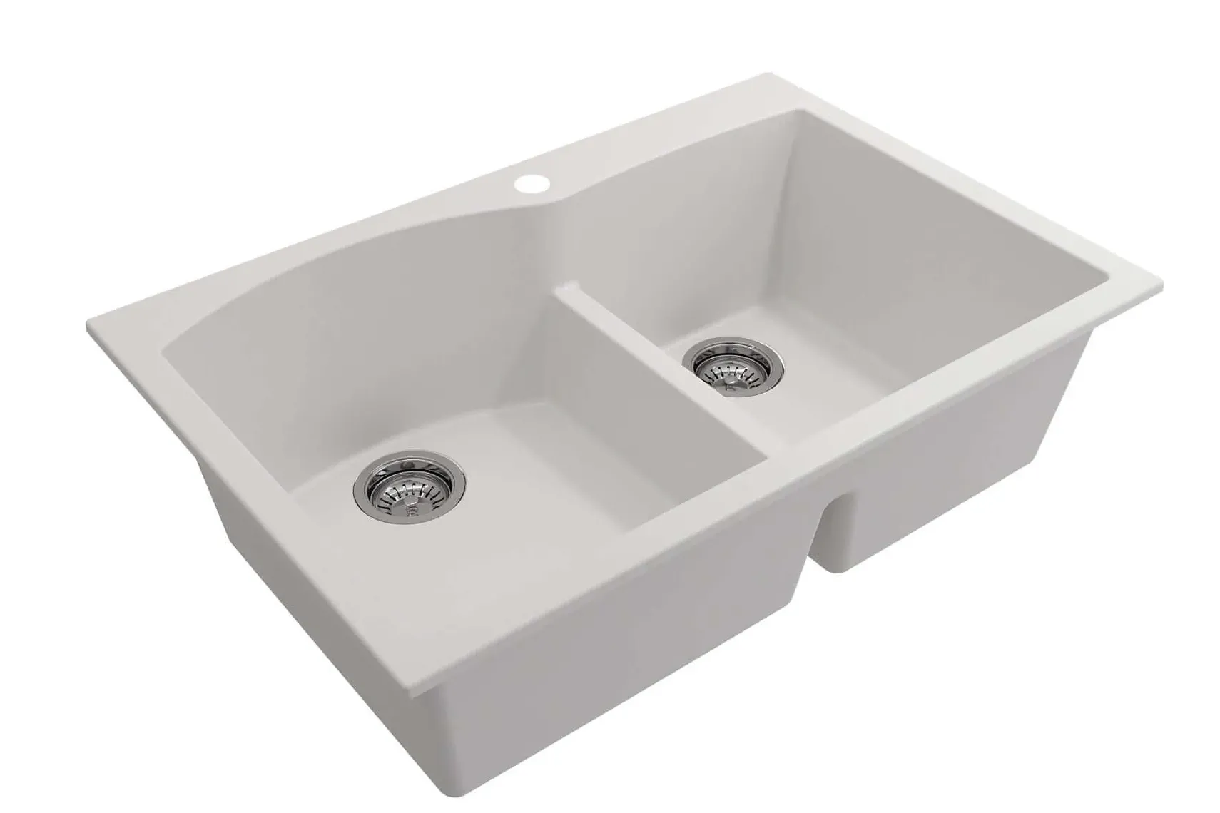 BOCCHI Campino Duo 33" Dual Mount Granite Kitchen Sink Kit with Accessories, 60/40 Double Bowl, Milk White, 1602-507-0126