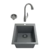 BOCCHI Campino Uno 16" Concrete Gray Rectangle Granite Bar/Prep Sink Kit with Stainless Steel Faucet and Accessories, 1608-506-2024SS