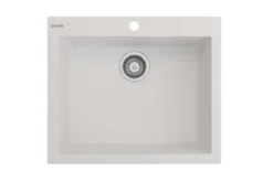 BOCCHI Campino Uno 24" Dual Mount Granite Kitchen Sink Kit with Accessories, Milk White, 1606-507-0126